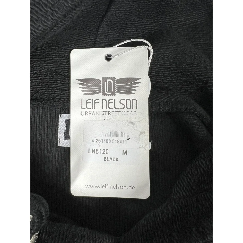 NWT Leif Nelson Black Long Sleeve Lightweight Hooded Sweater LN8120 Mens SZ Med - Picture 14 of 16